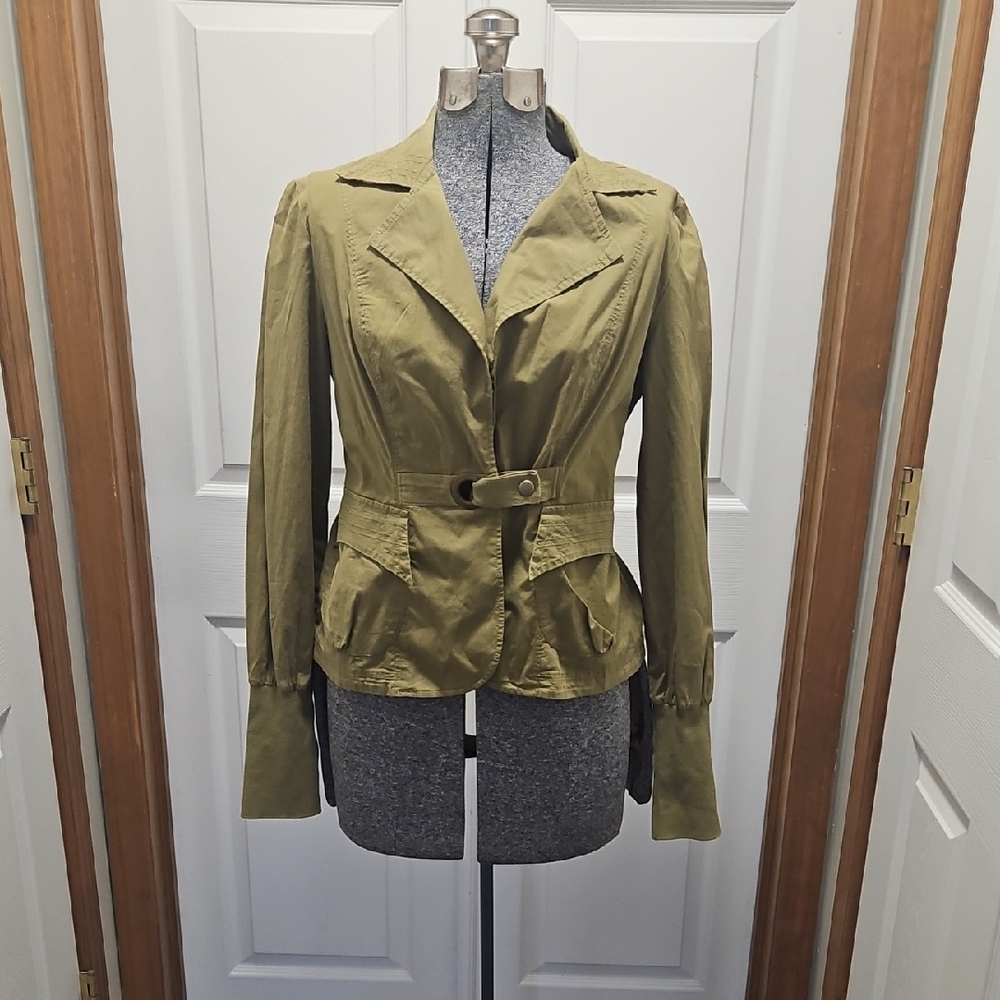 XCVI Khaki Green Utility Top